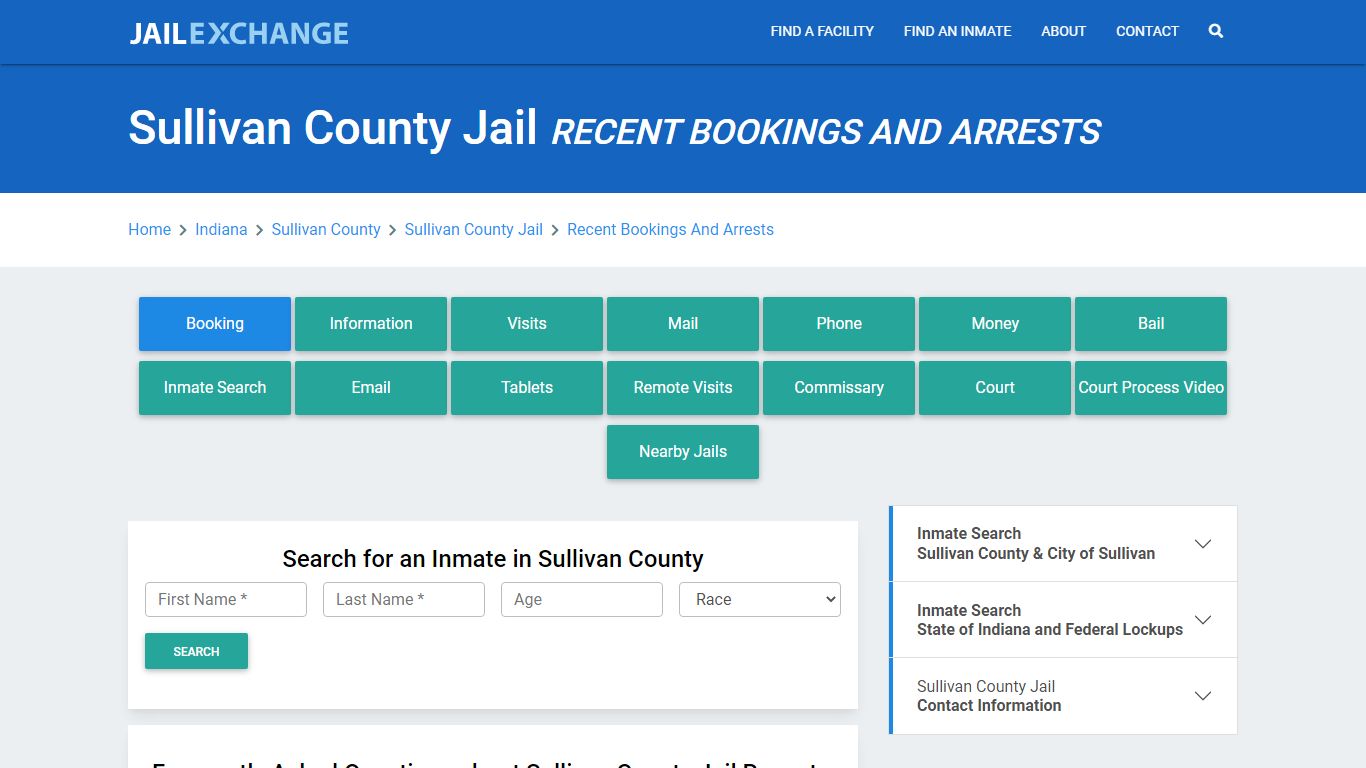 Sullivan County Jail Recent Bookings And Arrests - Jail Exchange