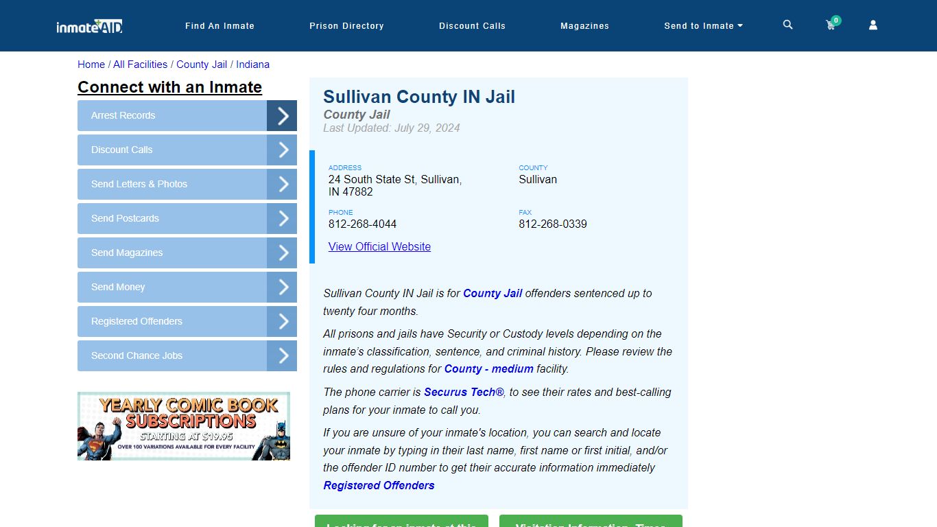 Sullivan County IN Jail - Inmate Locator